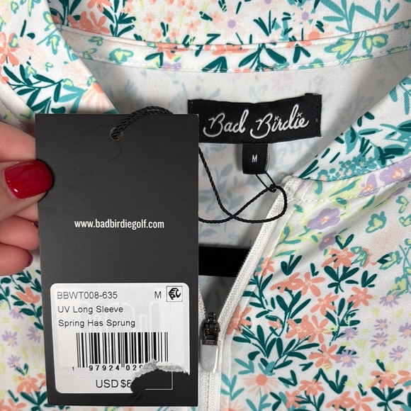 NWT Bad Birdie UV Long Sleeve Quarter Zip Spring Has Sprung Pullover - Picture 2 of 7